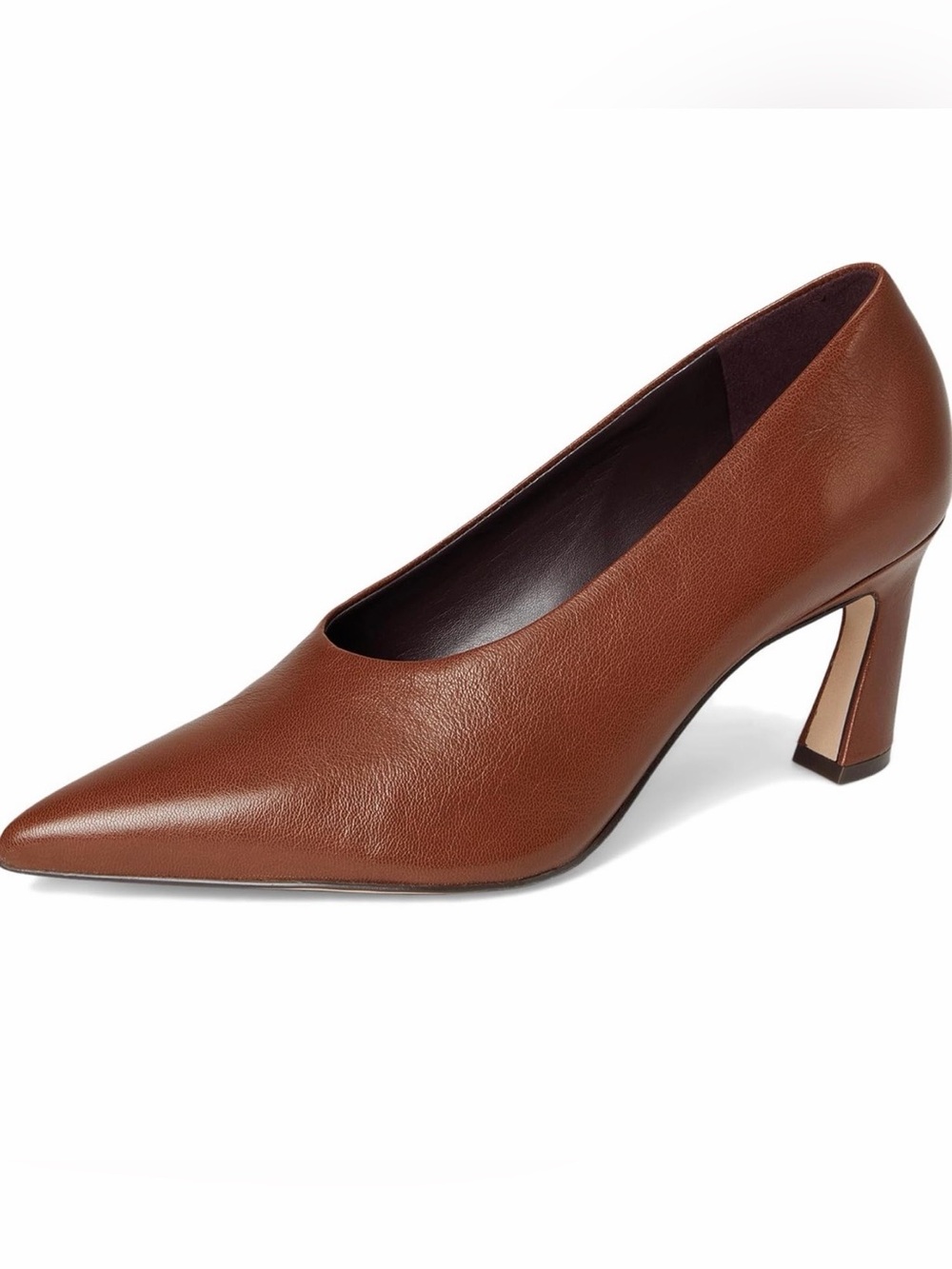 Naturalizer 27 EDIT Emery Brown Pointed-Toe Leather Mid Heel Pump
